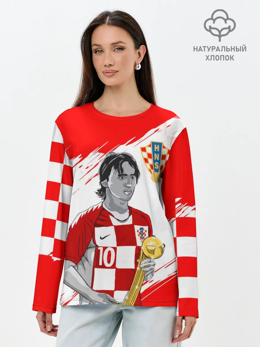 Лонгслив женский. Хлопок / ЛУКА МОДРИЧ / LUKA MODRIC