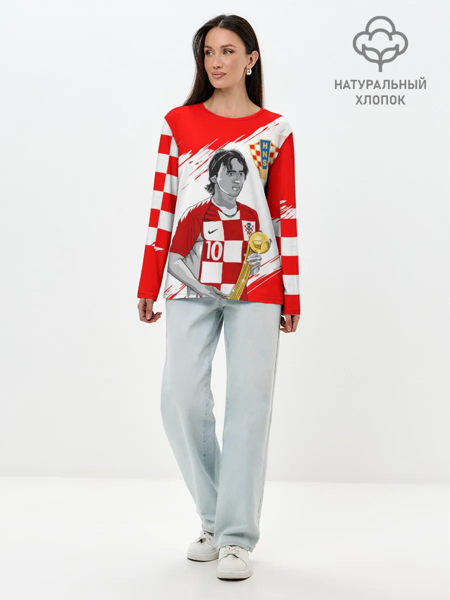 Лонгслив женский. Хлопок / ЛУКА МОДРИЧ / LUKA MODRIC