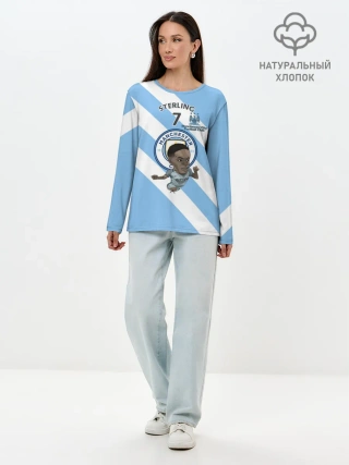 Лонгслив женский. Хлопок / Рахим Стерлинг МанСити