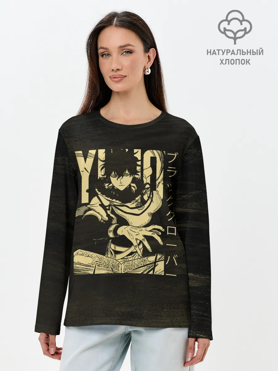 Лонгслив женский. Хлопок / Юно | Черный Клевер