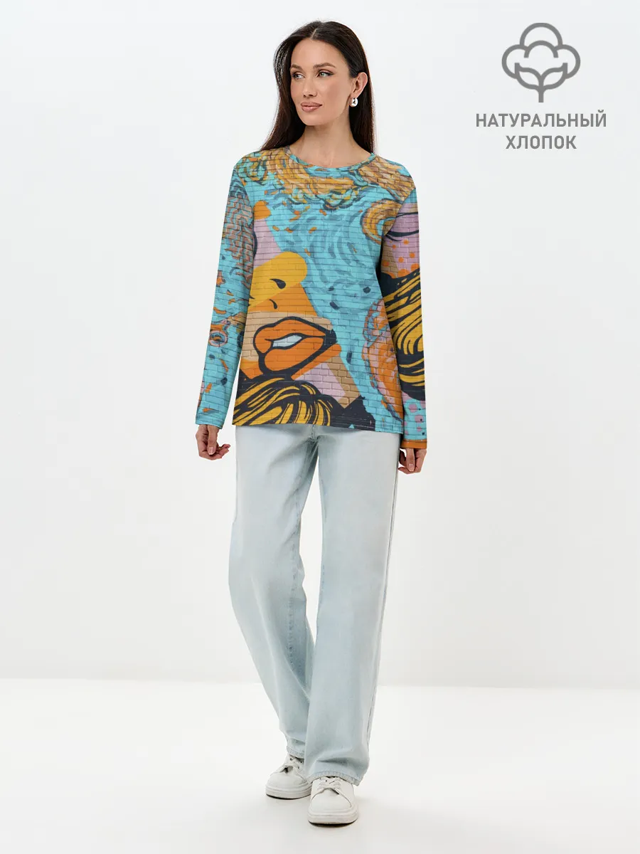 Лонгслив женский. Хлопок / Граффити арт