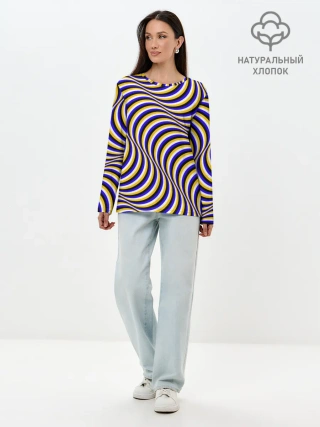 Лонгслив женский. Хлопок / Иллюзия обман зрения