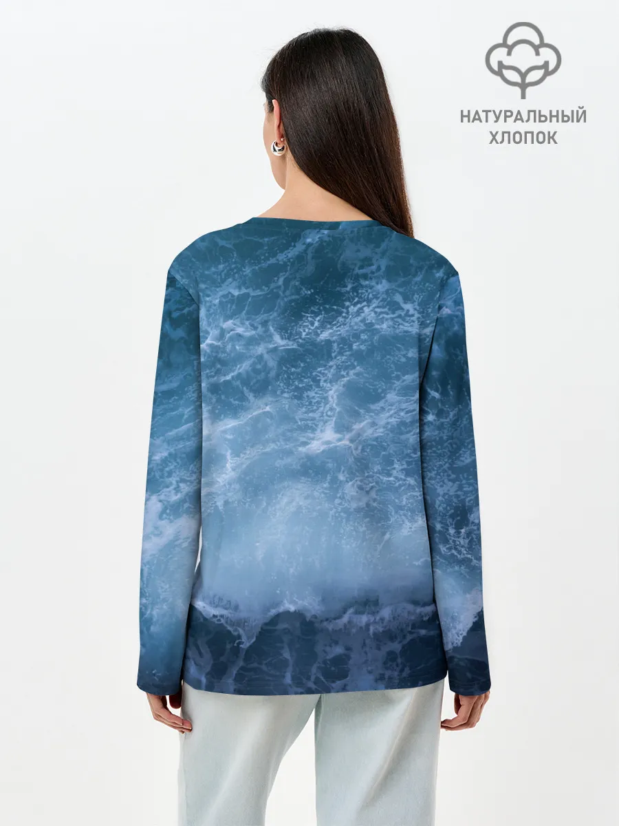 Лонгслив женский. Хлопок / океан