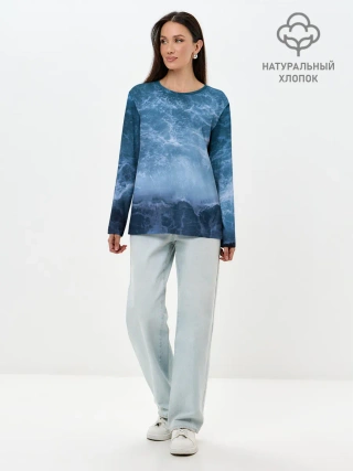 Лонгслив женский. Хлопок / океан