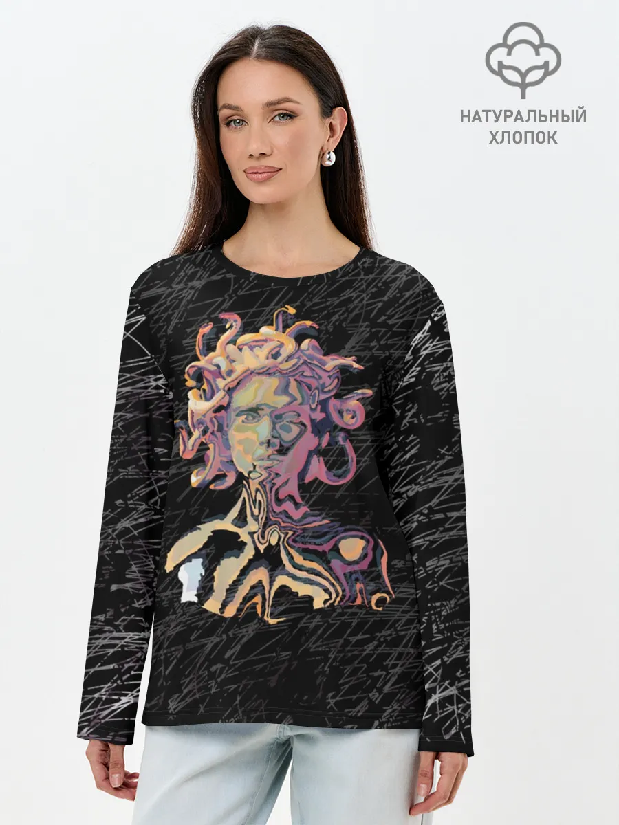 Лонгслив женский. Хлопок / Горгона YES