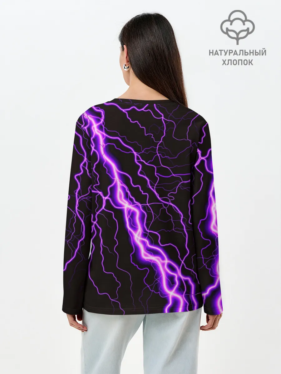 Лонгслив женский. Хлопок / GENSHIN IMPACT МОЛНИЯ НЕОН