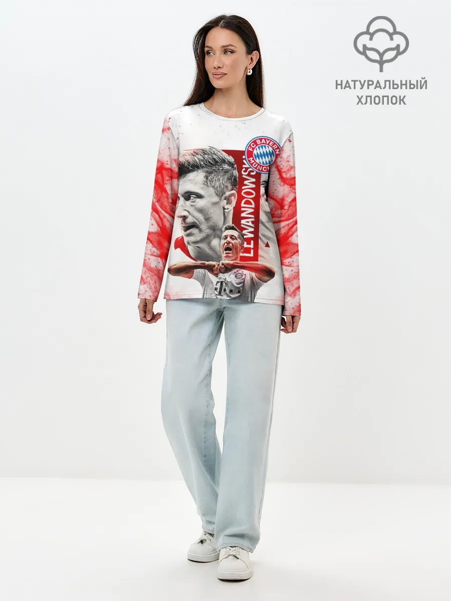 Лонгслив женский. Хлопок / РОБЕРТ ЛЕВАНДОВСКИ / БАВАРИЯ