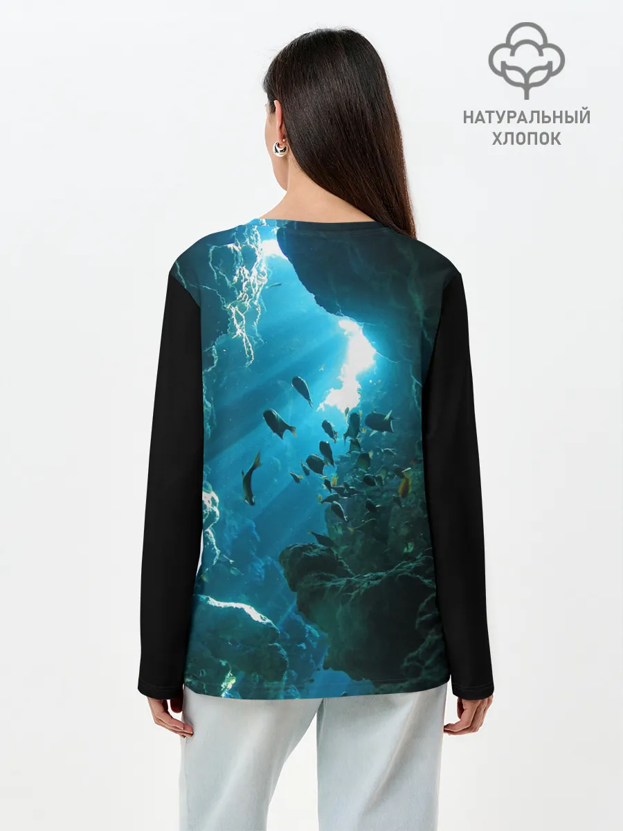 Лонгслив женский. Хлопок / Коралловые рыбки