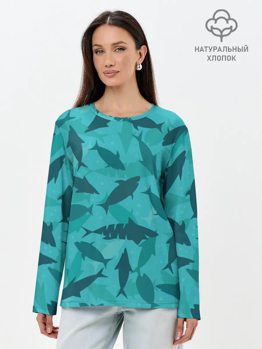 Лонгслив женский. Хлопок / Морские жители