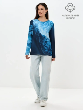 Лонгслив женский. Хлопок / море