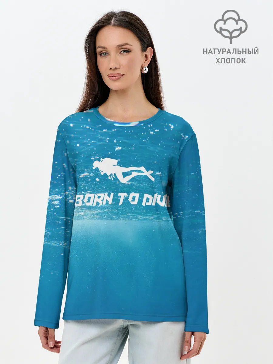 Лонгслив женский. Хлопок / дайвинг