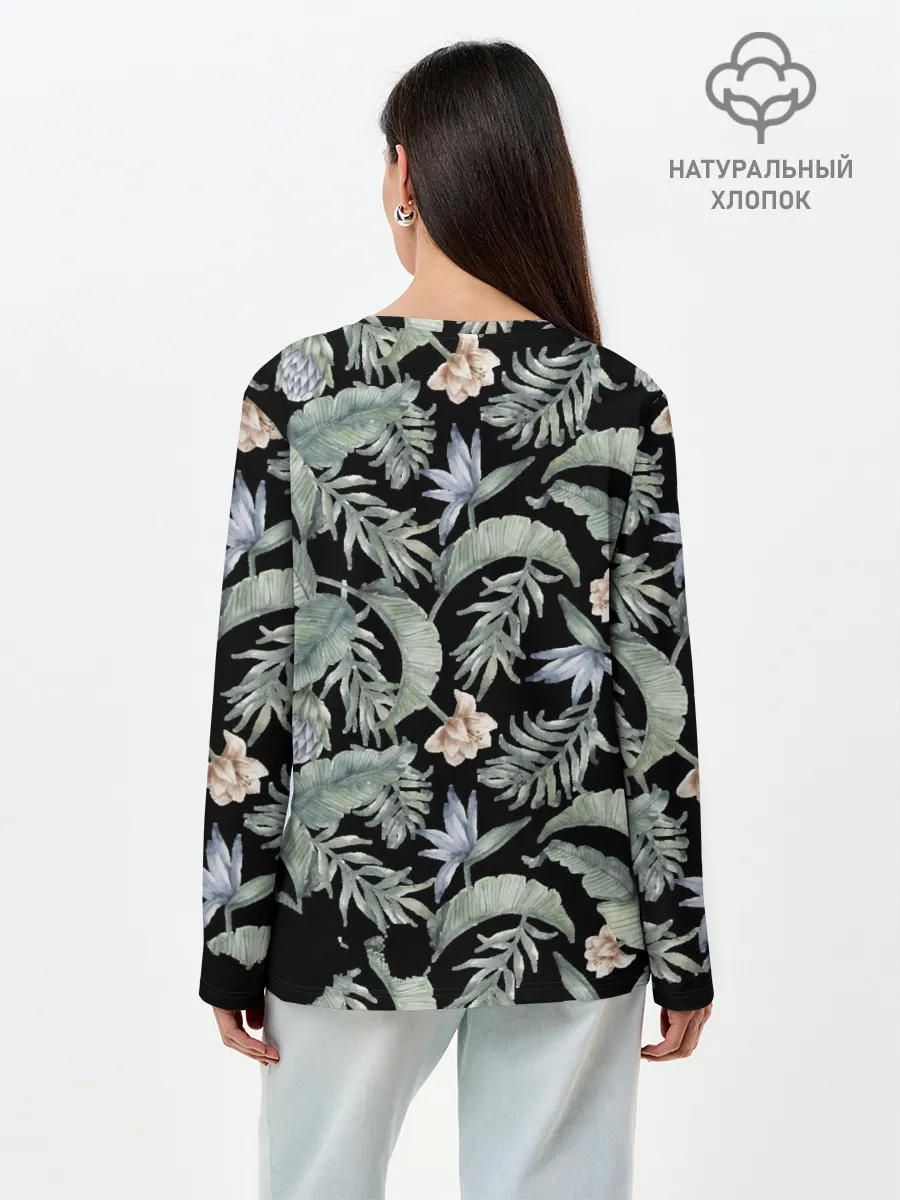 Лонгслив женский. Хлопок / Summer leaves