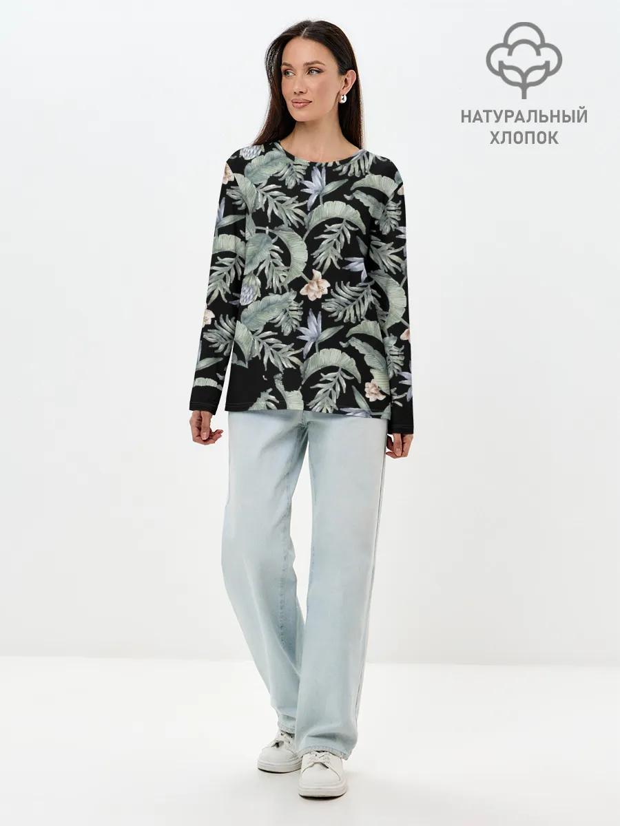 Лонгслив женский. Хлопок / Summer leaves