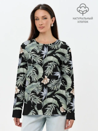 Лонгслив женский. Хлопок / Summer leaves