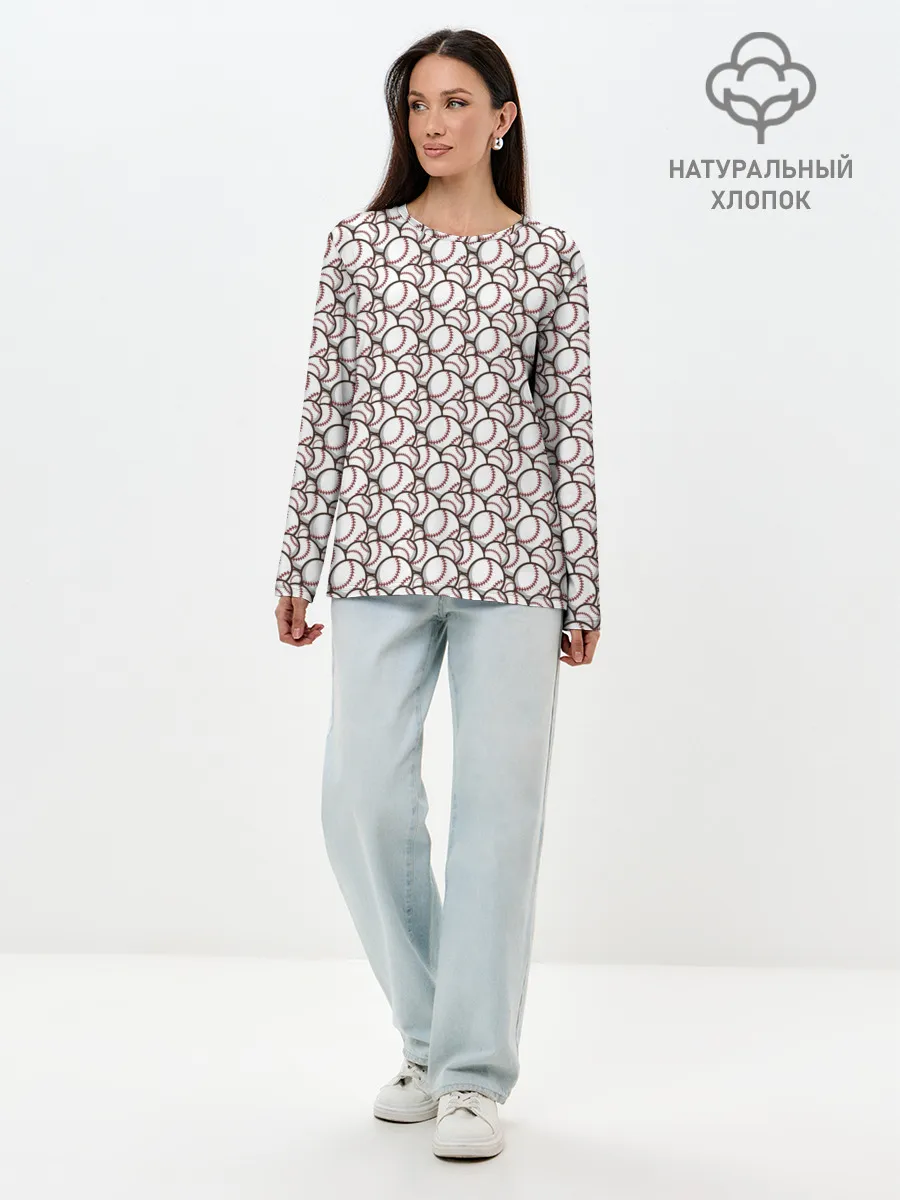 Лонгслив женский. Хлопок / Бейсбольные Мячи