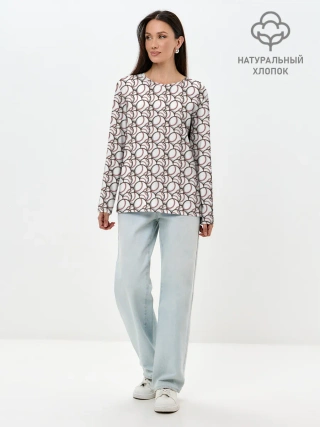 Лонгслив женский. Хлопок / Бейсбольные Мячи