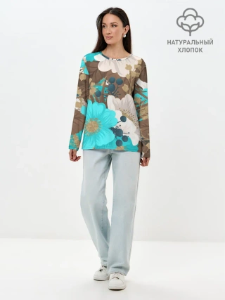 Лонгслив женский. Хлопок / Красивые цвеТы