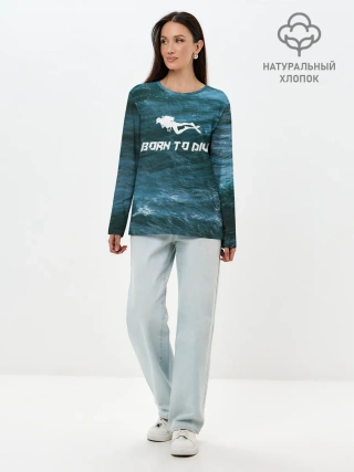 Лонгслив женский. Хлопок / дайвинг