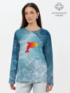 Лонгслив женский. Хлопок / Дельфин в море