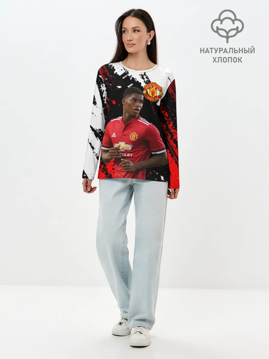 Лонгслив женский. Хлопок / Manchester United: Рашфорд.