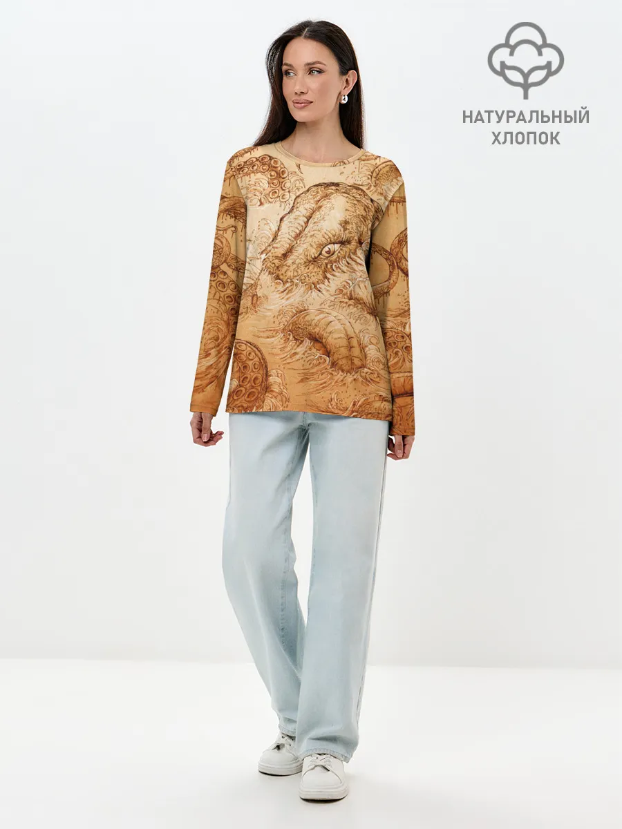 Лонгслив женский. Хлопок / Кракен