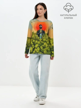 Лонгслив женский. Хлопок / Один в поле