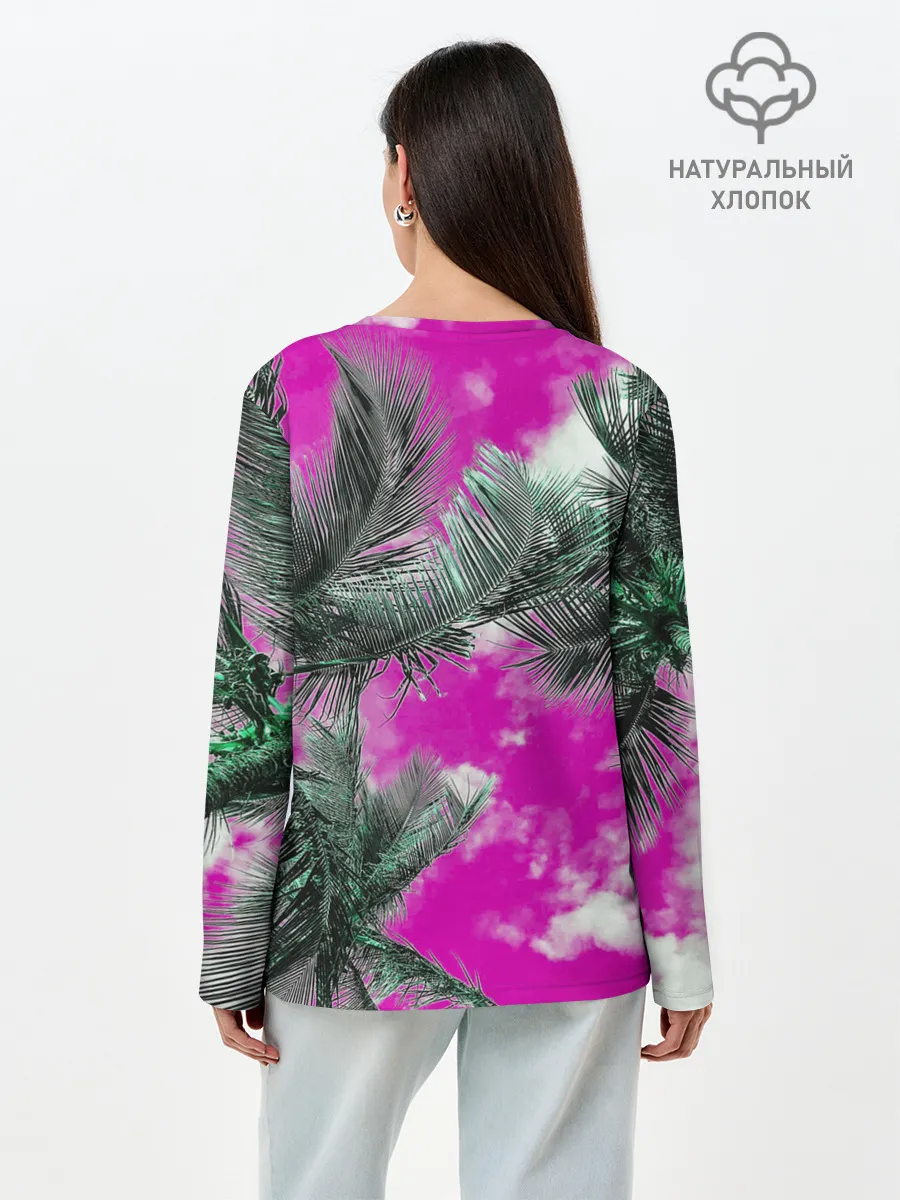 Лонгслив женский. Хлопок / Palms Glitch