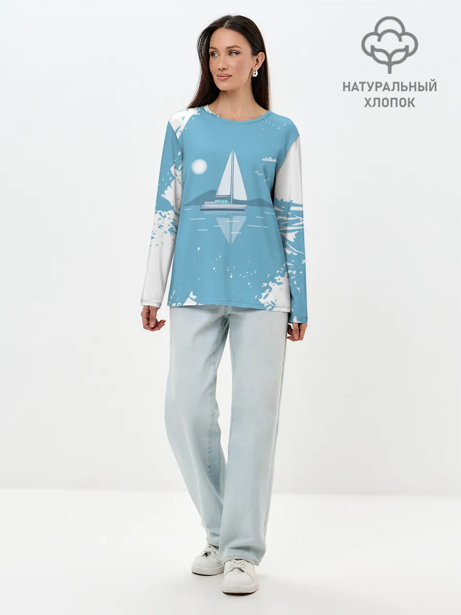 Лонгслив женский. Хлопок / ОДИНОКИЙ ПАРУСНИК | SAILBOAT