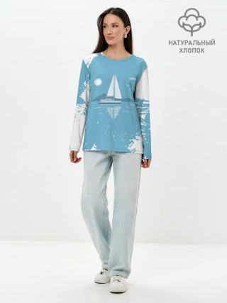 Лонгслив женский. Хлопок / ОДИНОКИЙ ПАРУСНИК | SAILBOAT