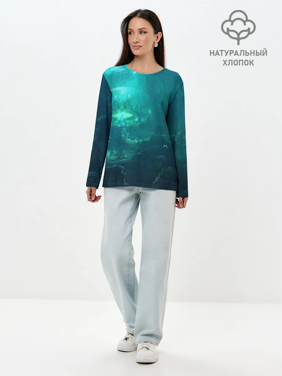Лонгслив женский. Хлопок / Дно морское