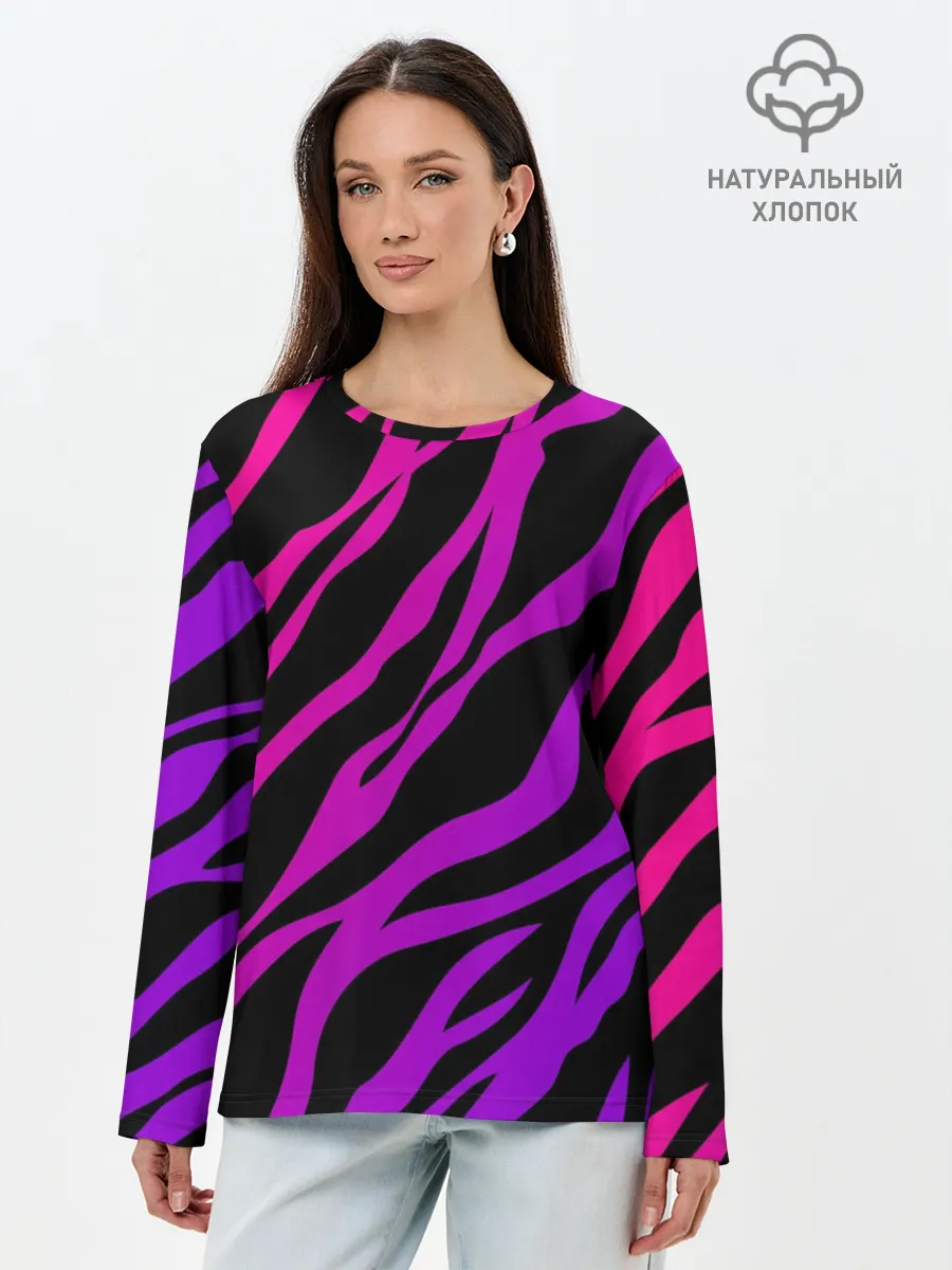 Лонгслив женский. Хлопок / Похоже на зебру