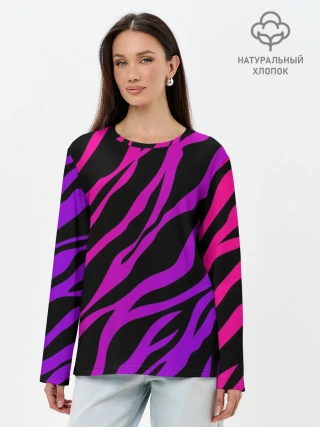 Лонгслив женский. Хлопок / Похоже на зебру