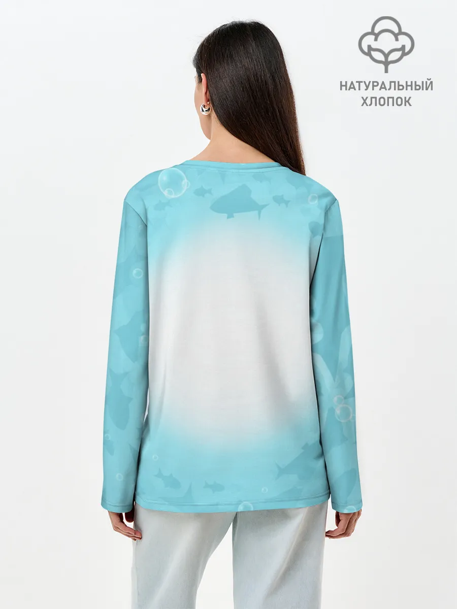 Лонгслив женский. Хлопок / Два дельфина