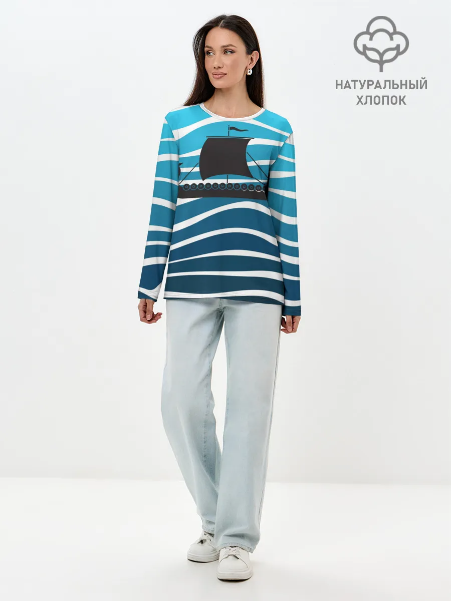 Лонгслив женский. Хлопок / Корабль