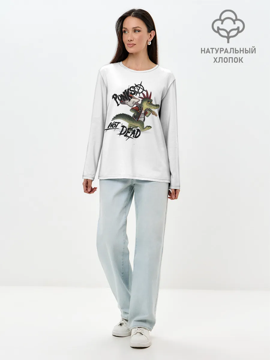 Лонгслив женский. Хлопок / Крокодил панк
