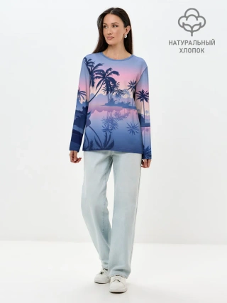 Лонгслив женский. Хлопок / Тихая заводь