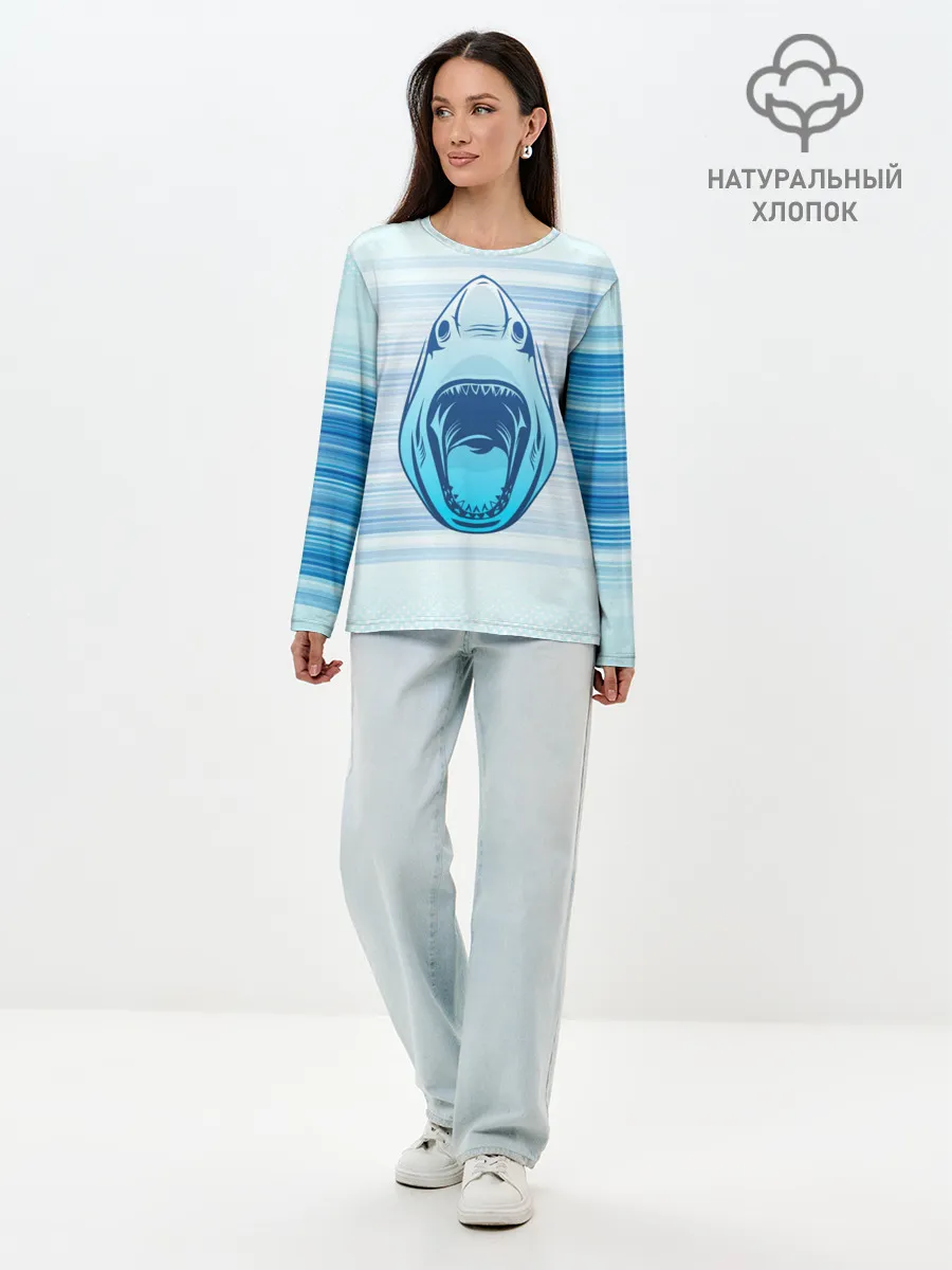 Лонгслив женский. Хлопок / Акула