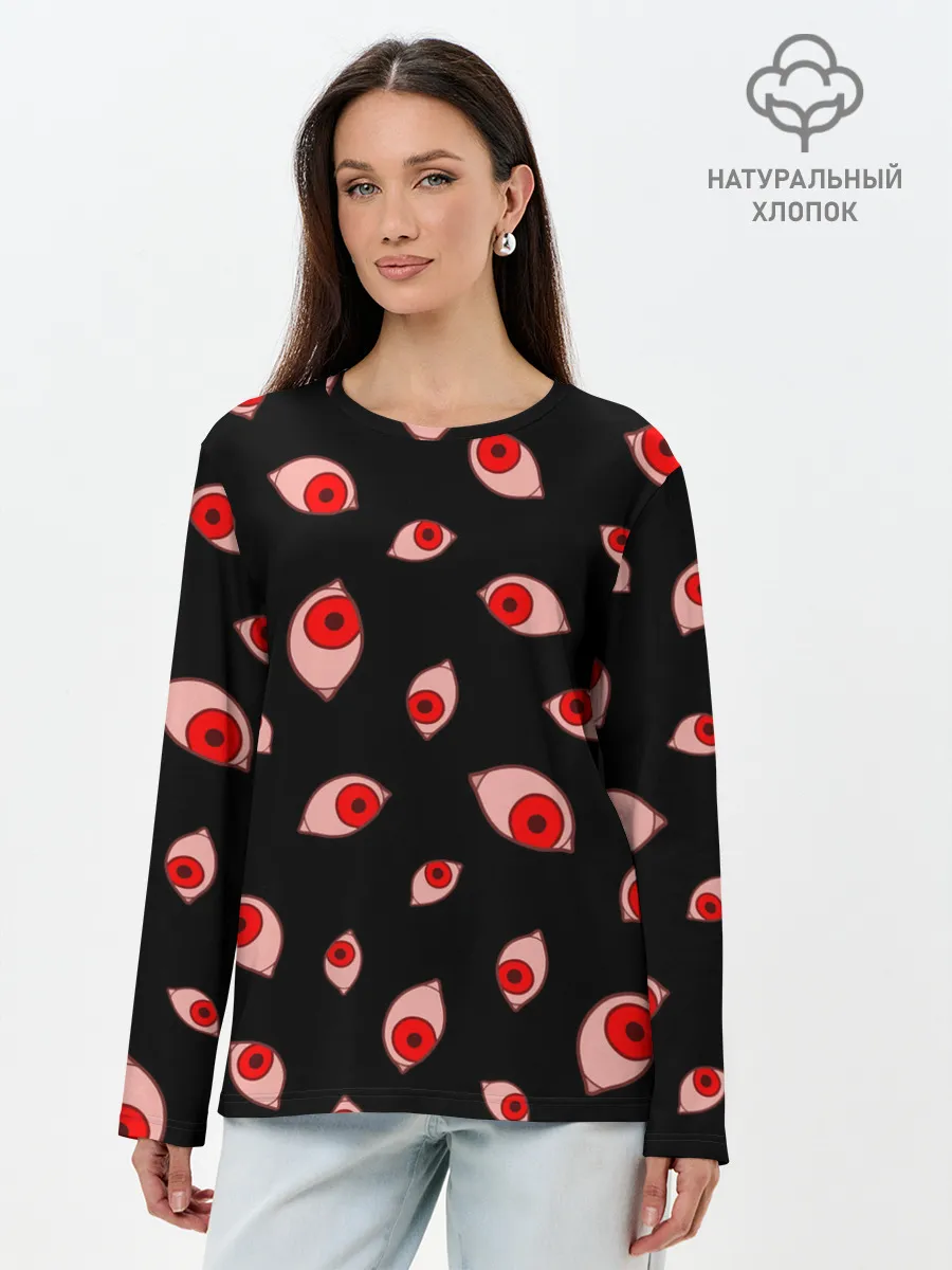 Лонгслив женский. Хлопок / Взгляд тьмы