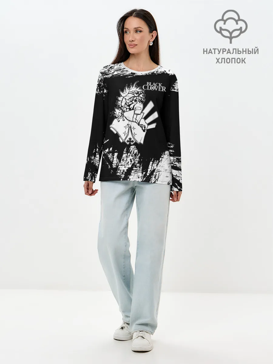 Лонгслив женский. Хлопок / Черный Аста Чёрный клевер