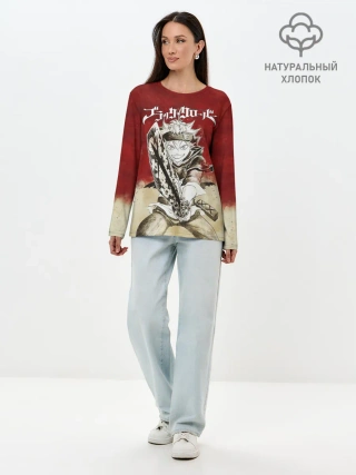 Лонгслив женский. Хлопок / Аста с мечом Чёрный клевер