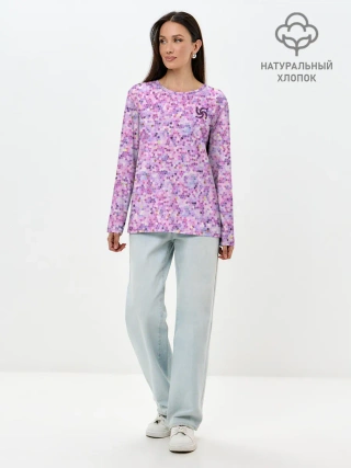 Лонгслив женский. Хлопок / Абстракция