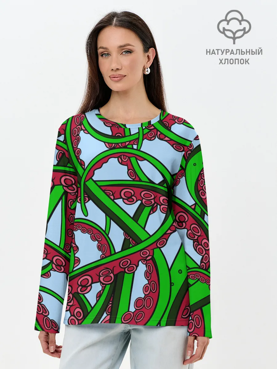Лонгслив женский. Хлопок / Кракен / Kraken