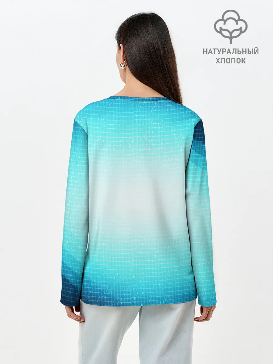 Лонгслив женский. Хлопок / Акула в огне