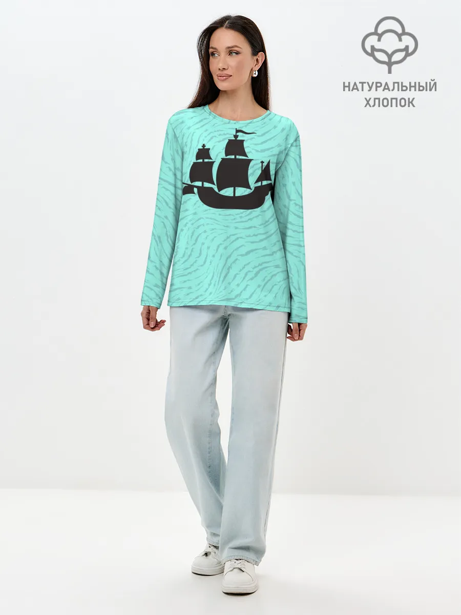 Лонгслив женский. Хлопок / Корабль