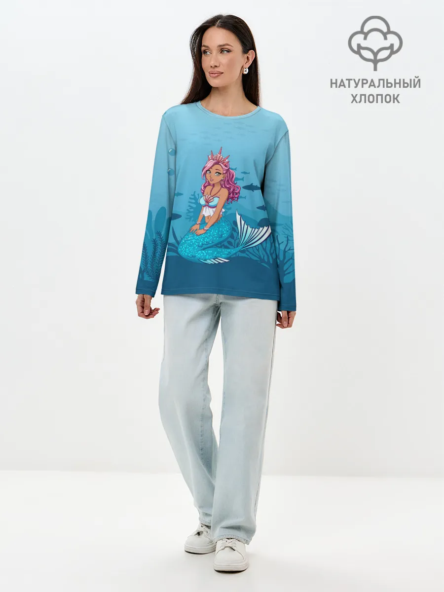 Лонгслив женский. Хлопок / Mermaid | Русалка | Русалочка