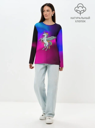 Лонгслив женский. Хлопок / Единорог | Unicorn