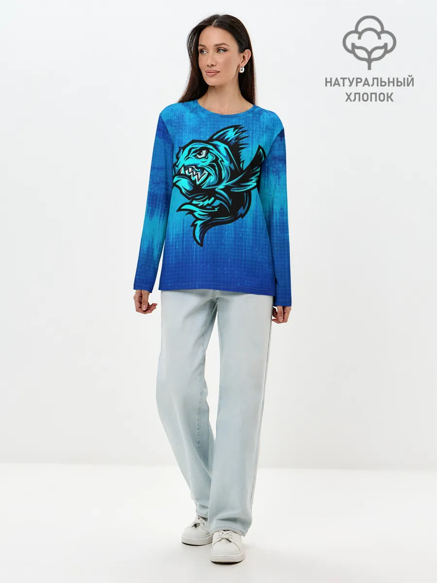 Лонгслив женский. Хлопок / Пиранья