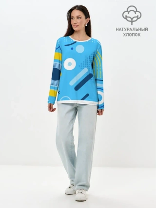 Лонгслив женский. Хлопок / Геометрические фигуры