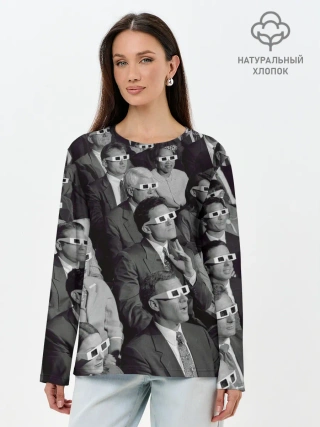 Лонгслив женский. Хлопок / Люди смотрят фильм в 3d очках