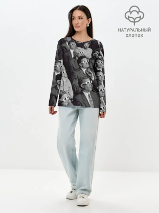 Лонгслив женский. Хлопок / Люди смотрят фильм в 3d очках